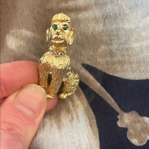 Gold Poodle Brooch with Gem Accents